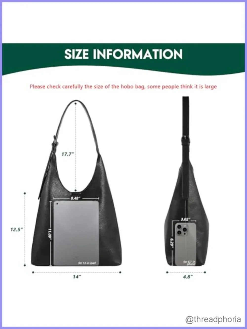 Vegan Leather Slouchy Hobo Shoulder Bag for Women Everyday Tote